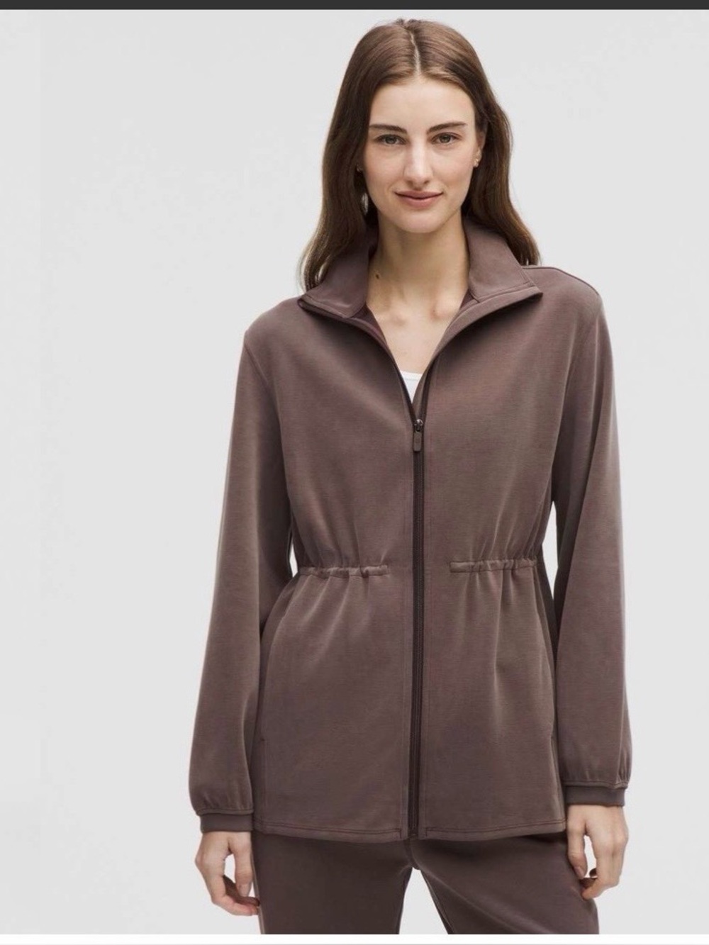 New Lululemon Softstreme Cinch Waist Full Zip Jacket Size Small Espresso (ESPR)